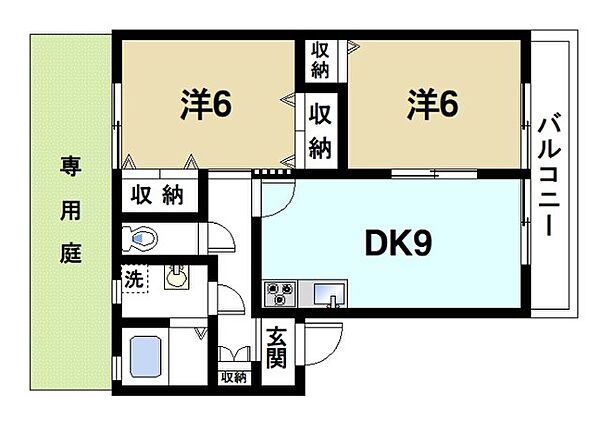 メゾン・エスト・マメヤマB 106｜奈良県奈良市大豆山突抜町(賃貸アパート2DK・1階・50.00㎡)の写真 その2