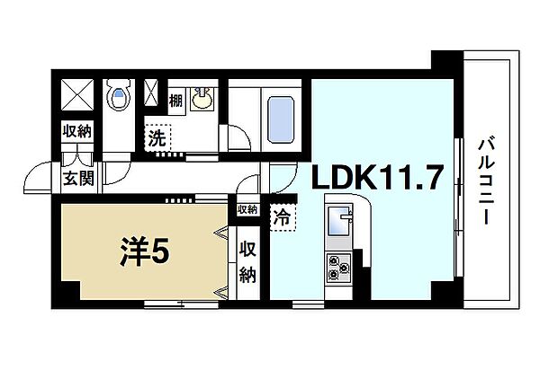 奈良県奈良市西大寺南町(賃貸マンション1LDK・6階・40.21㎡)の写真 その2