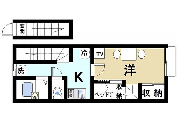 奈良県大和郡山市南郡山町(賃貸アパート1K・2階・26.08㎡)の写真 その2