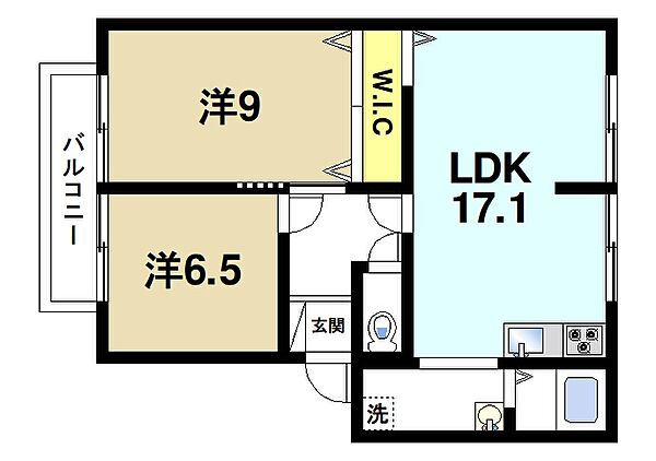 グランドゥールB ｜奈良県天理市石上町(賃貸アパート2LDK・2階・47.00㎡)の写真 その2