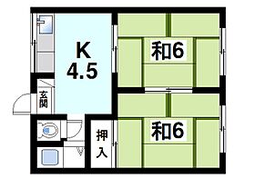 奈良県奈良市西大寺芝町2丁目（賃貸アパート2K・1階・35.00㎡） その2