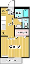 アントラーズ春日B 1Kの間取図画像