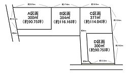 全区画90坪以上の分譲地D区画。34条12号売地。