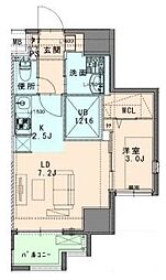 ヴィラージュ高宮 1LDKの間取図画像