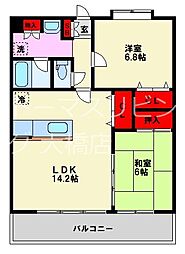 ハウストンコート 2LDKの間取図画像