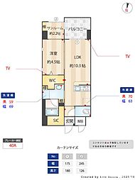 アネーロ西新4 1LDKの間取図画像
