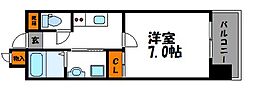 サヴォイ天神スクワイヤー 1Kの間取図画像