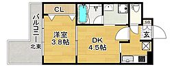 アクタス天神セントラルタワー 1DKの間取図画像
