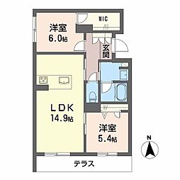 エーデルワイス 2LDKの間取図画像
