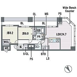KDXレジデンス大濠ハーバービュータワー 2LDKの間取図画像