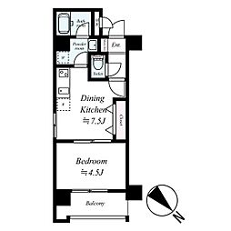 アクアシティ天神ノース 1DKの間取図画像