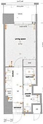 アソシアグロッツォ薬院サウスシーン 1Kの間取図画像