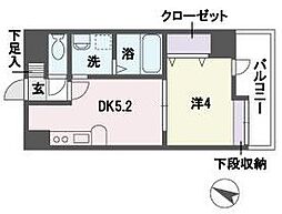 アソシアグロッツォ平尾 1DKの間取図画像
