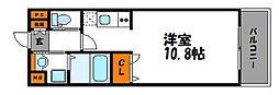ウインステージ平尾 1Kの間取図画像