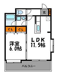ルピエ舞鶴 1LDKの間取図画像