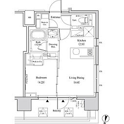 ザ・パークハビオ代々木 1LDKの間取図画像
