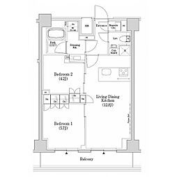ザ・パークハビオSOHO市谷左内町 2LDKの間取図画像
