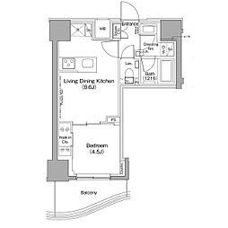 ザ・パークハビオ神楽坂 1LDKの間取図画像