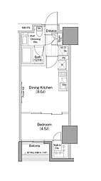 ザ・パークハビオ横浜関内 1DKの間取図画像