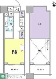 パークフラッツ中目黒 7階ワンルームの間取り