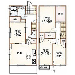 梅ヶ丘テラスハウス 4LDKの間取図画像