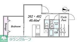 世田谷区三宿2丁目マンション 1LDKの間取図画像