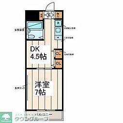 サンフラット世田谷 1DKの間取図画像