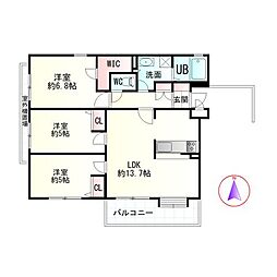 ガーデンシティコートA街区 3LDKの間取図画像