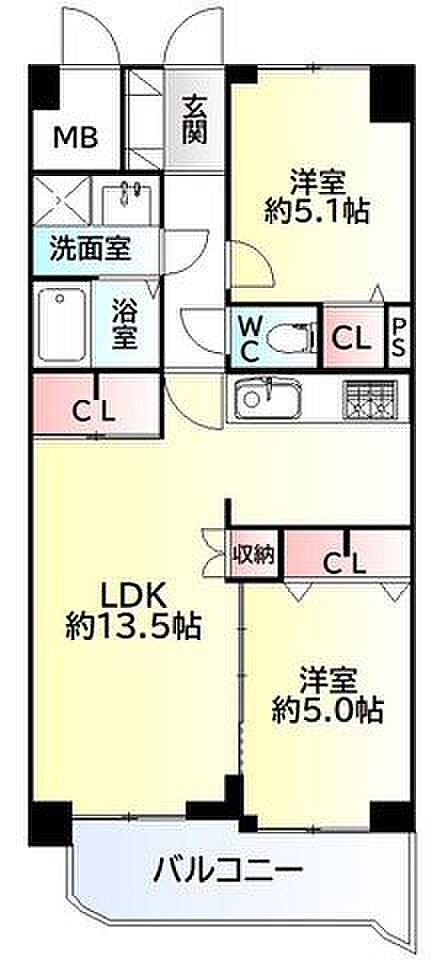 2LDK 間取り