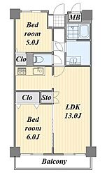 セザール南仙台 2LDKの間取図画像