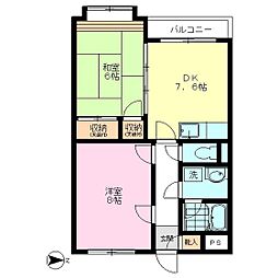 サンアベニール 2DKの間取図画像