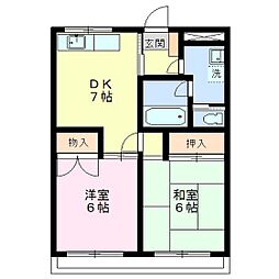 三鷹アミニティ1 2DKの間取図画像