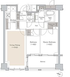 グランリビオ恵比寿 新築未入居 築浅低層 2LDKの間取図画像
