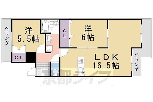 嵐山ファミリオ 101｜京都府京都市西京区嵐山薬師下町(賃貸マンション2LDK・1階・63.27㎡)の写真 その2