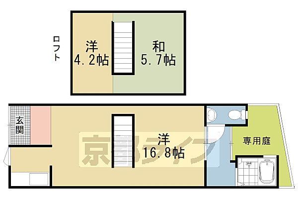 花園天授ケ岡町貸家 -｜京都府京都市右京区花園天授ケ岡町(賃貸テラスハウス1R・--・34.79㎡)の写真 その2