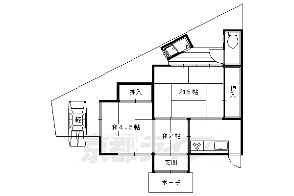 太秦安井池田町　貸家 1｜京都府京都市右京区太秦安井池田町(賃貸一戸建2DK・--・38.35㎡)の写真 その2