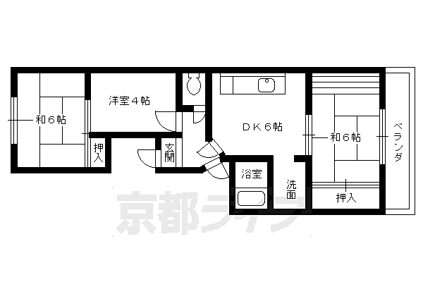 京都府長岡京市下海印寺横山(賃貸マンション3DK・3階・51.75㎡)の写真 その2