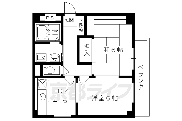 ストリーム鳥羽 305｜京都府京都市南区上鳥羽北塔ノ本町(賃貸マンション2DK・3階・42.50㎡)の写真 その2