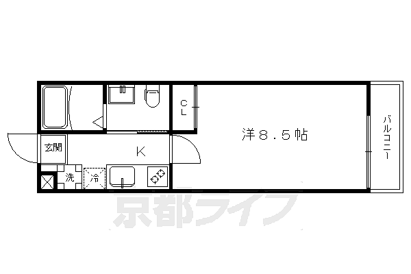 京都府京都市下京区裏片町(賃貸マンション1K・2階・23.54㎡)の写真 その2