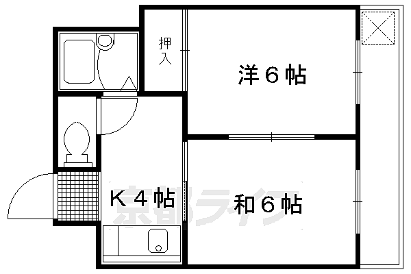 第2嶋本マンション 203｜京都府京都市南区吉祥院西定成町(賃貸マンション2K・2階・32.00㎡)の写真 その2