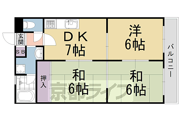 ロイヤルコーポ 1002｜京都府京都市右京区西院高田町(賃貸マンション3DK・10階・60.45㎡)の写真 その2