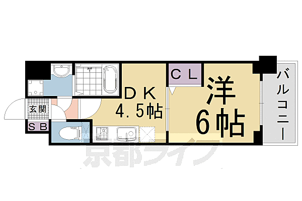 アクアプレイス京都三条朱雀 504｜京都府京都市中京区壬生上大竹町(賃貸マンション1DK・5階・26.04㎡)の写真 その2