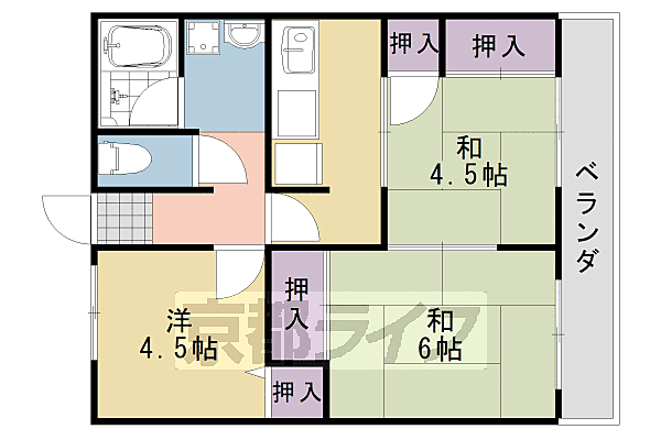 ＯＮコーポ 202｜京都府京都市西京区桂徳大寺北町(賃貸マンション3K・2階・40.80㎡)の写真 その2