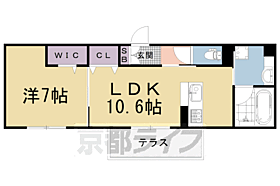 アリビオ　Ｂ棟 105 ｜ 京都府京都市右京区太秦安井水戸田町（賃貸アパート1LDK・1階・43.49㎡） その2