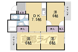 阪急京都本線 洛西口駅 徒歩17分の賃貸アパート 1階3DKの間取り