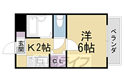 カーサ出口 1Kの間取図画像