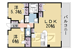 JR山陰本線 梅小路京都西駅 徒歩10分の賃貸マンション 4階2LDKの間取り
