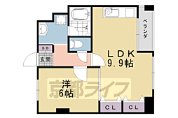 リエス西院 1LDKの間取図画像