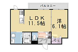 ベレオ桂 1LDKの間取図画像