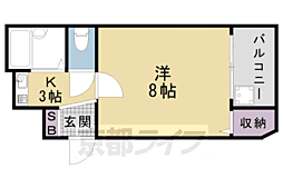 Accueil五条 1Kの間取図画像